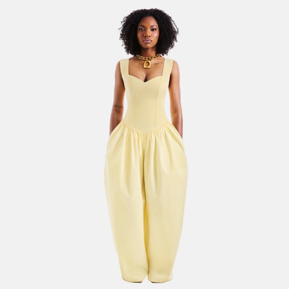 Hanifa Amanda Jumpsuit Size Medium Color: Butter/Off White